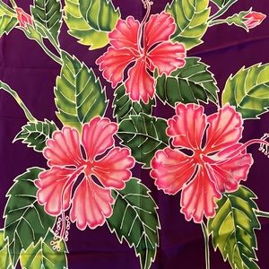 Hand Drawn 100% Silk Floral Scarf